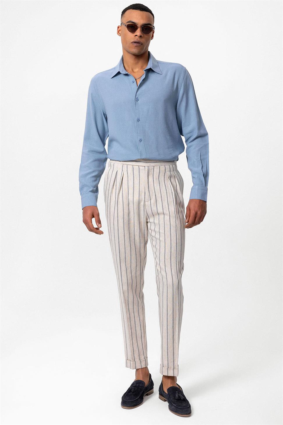 قميص كتان بأكمام طويلة