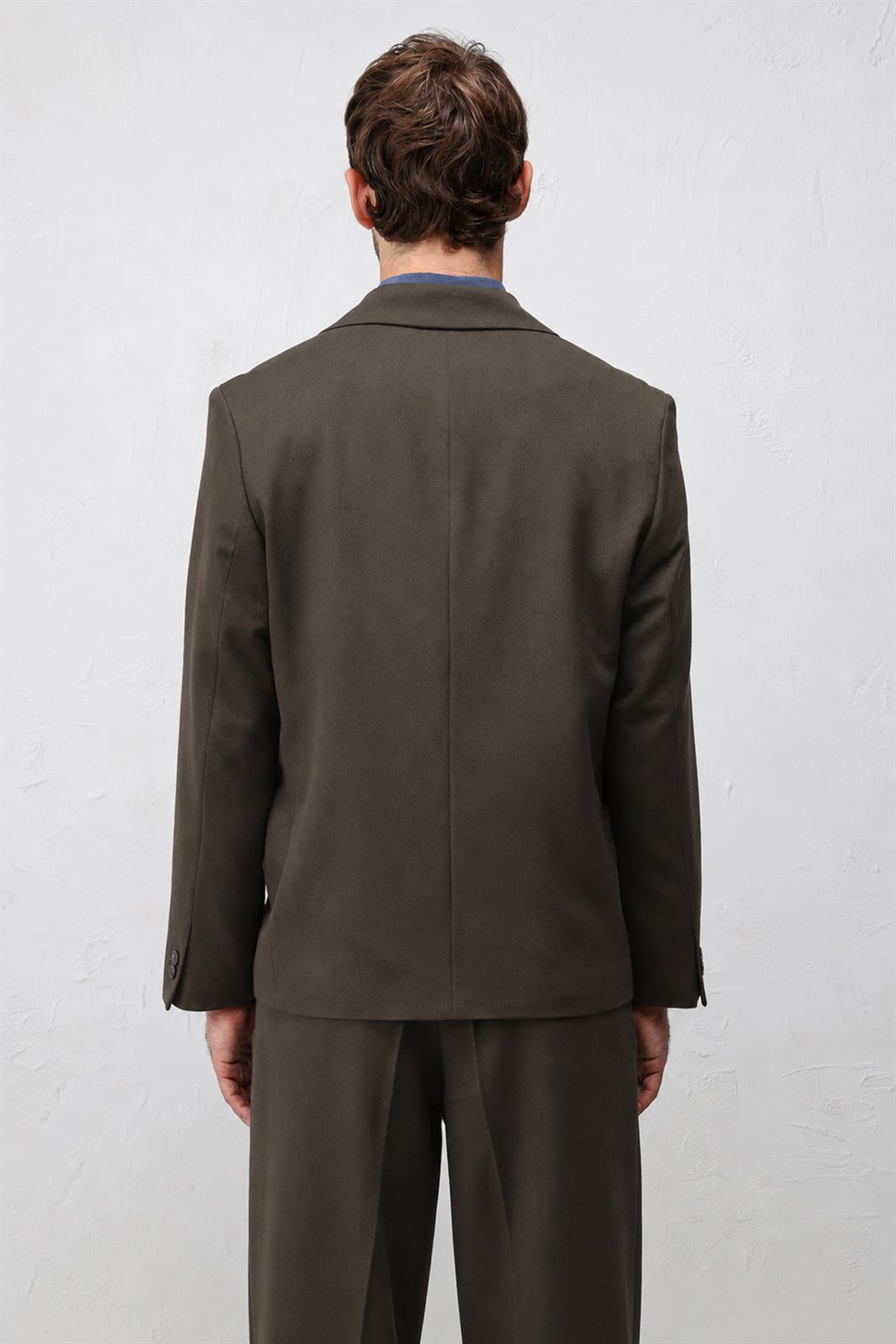 Antioch Kahve 1 Relax Fit Kruvaze Erkek Blazer Ceket