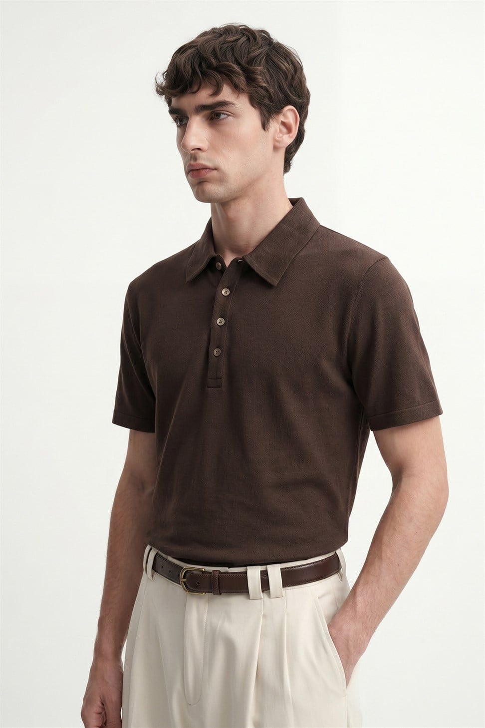 Antioch Kahve Düğmeli Polo Yaka Erkek T-Shirt