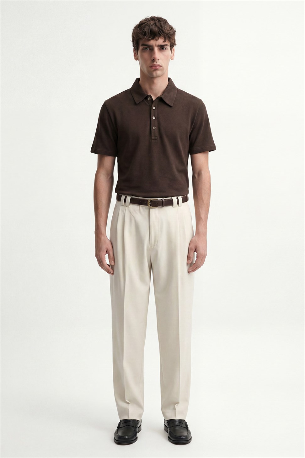 Antioch Kahve Düğmeli Polo Yaka Erkek T-Shirt