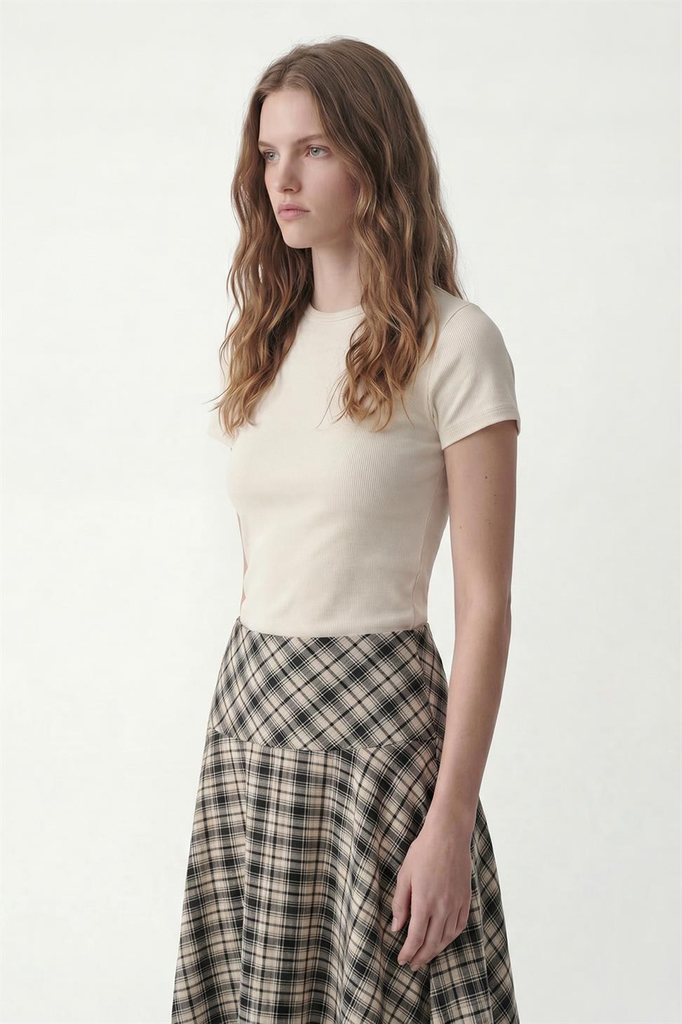 Womens Asymmetrical Plaid Skirt