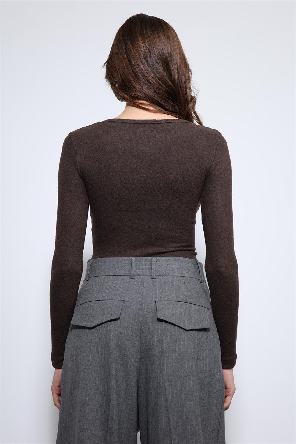 Antioch Kahve Basic Uzun Kollu T-Shirt