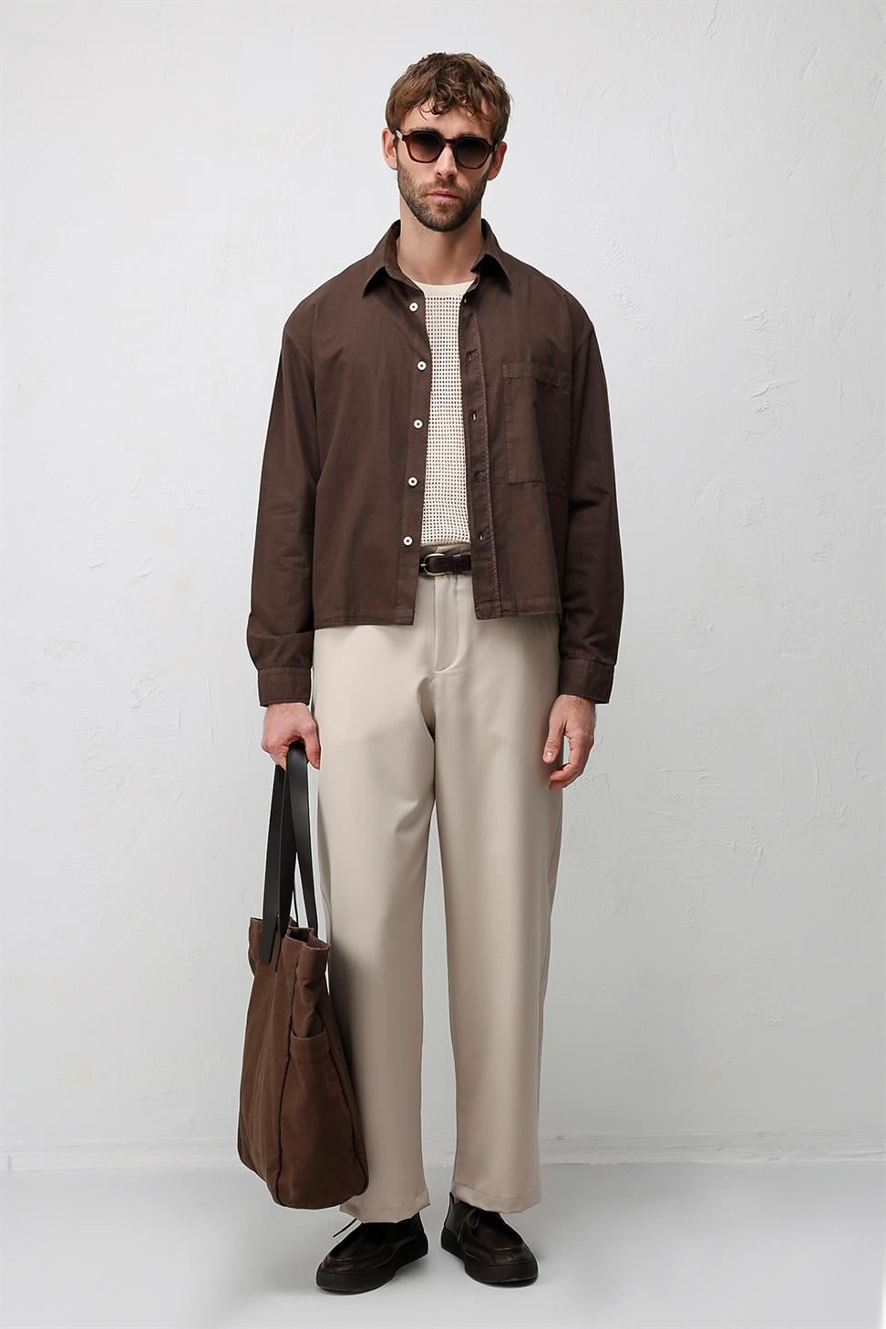 Antioch Kahve Boxy Fit Erkek Gömlek