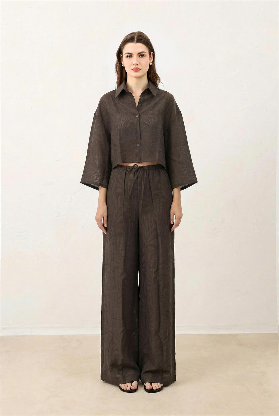Floral-Print Shirt and Pants Set for Women