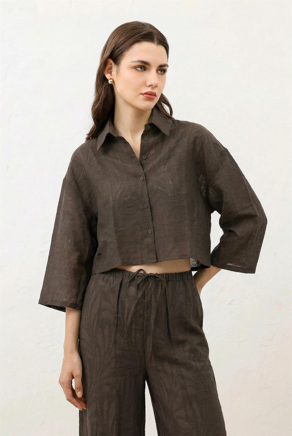 Floral-Print Shirt and Pants Set for Women