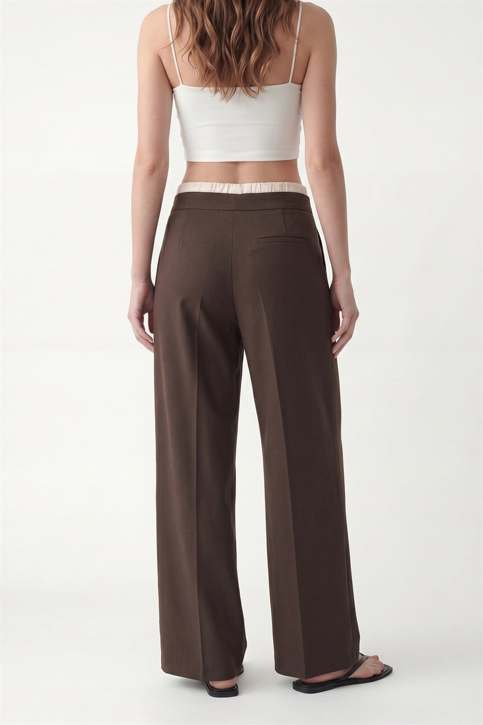 Antioch Kahve Çift Bel Bantlı Kadın Pantolon