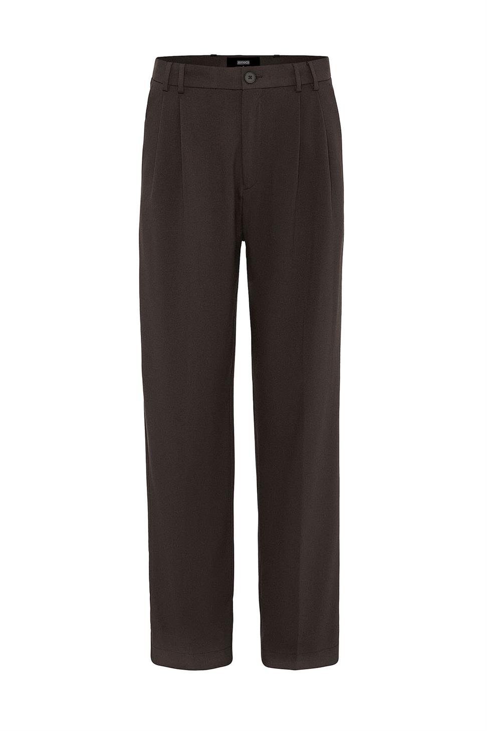 Antioch Kahve Çift Pileli Baggy Fit Erkek Pantolon