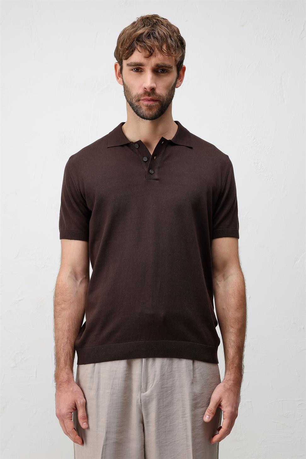 Comfort Slim Polo Neck Mens Knit T-Shirt