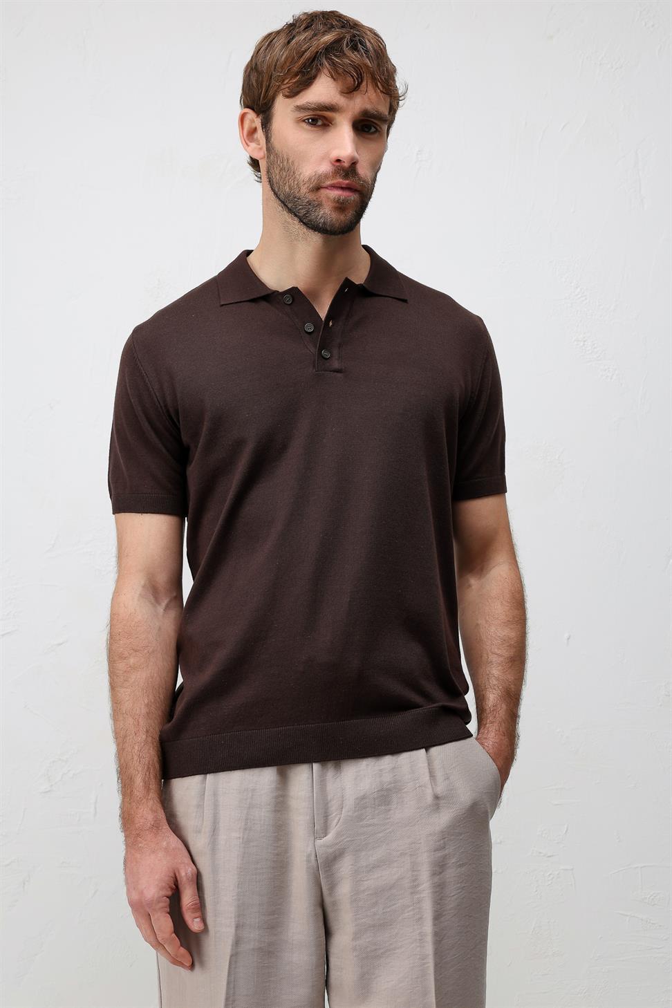Comfort Slim Polo Neck Mens Knit T-Shirt