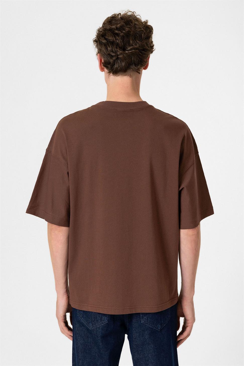 Antioch Kahve Crop Fit Erkek T-Shirt