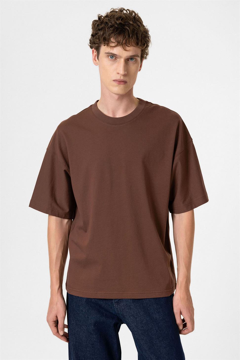 Antioch Kahve Crop Fit Erkek T-Shirt