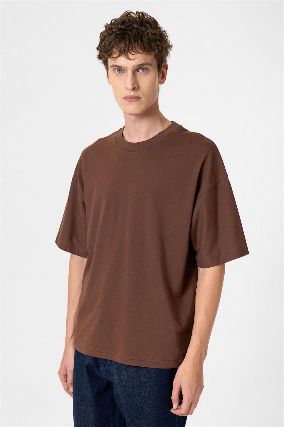 Antioch Kahve Crop Fit Erkek T-Shirt