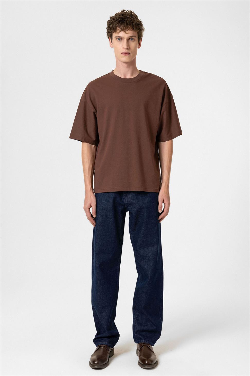 Antioch Kahve Crop Fit Erkek T-Shirt
