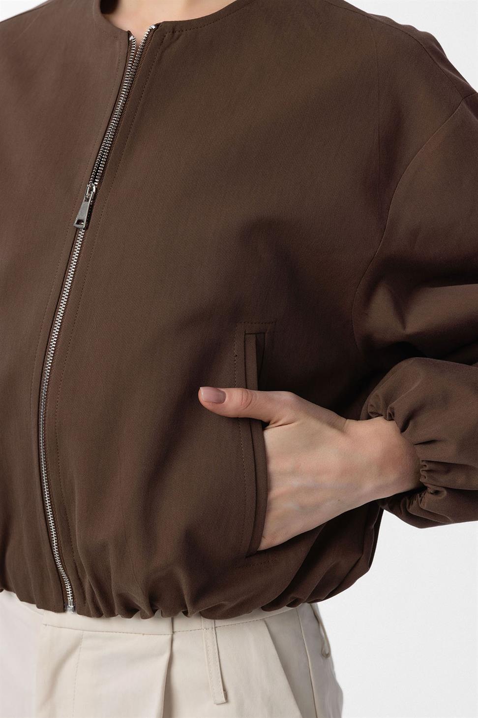 Antioch Kahve Crop Kadın Bomber Mont