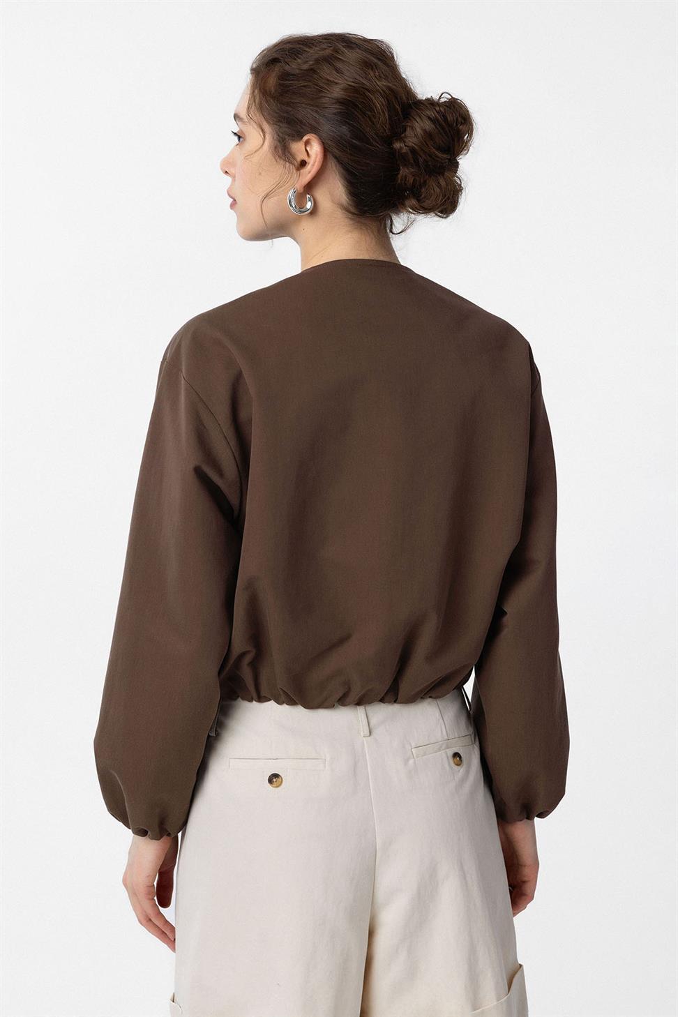 Antioch Kahve Crop Kadın Bomber Mont