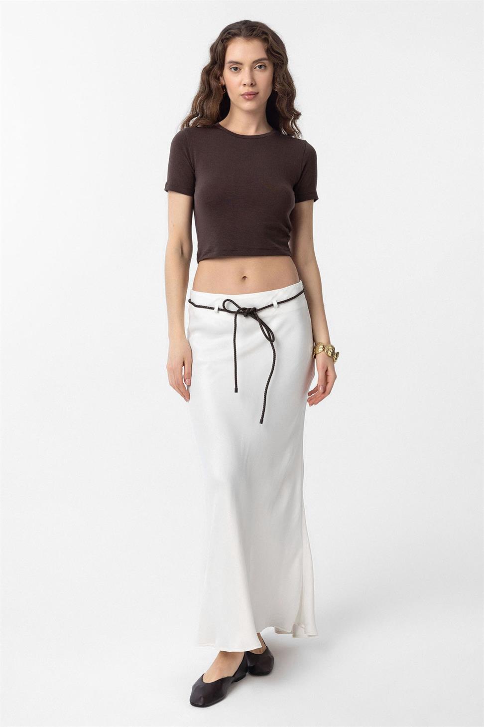 Antioch Kahve Crop Kadın T-Shirt