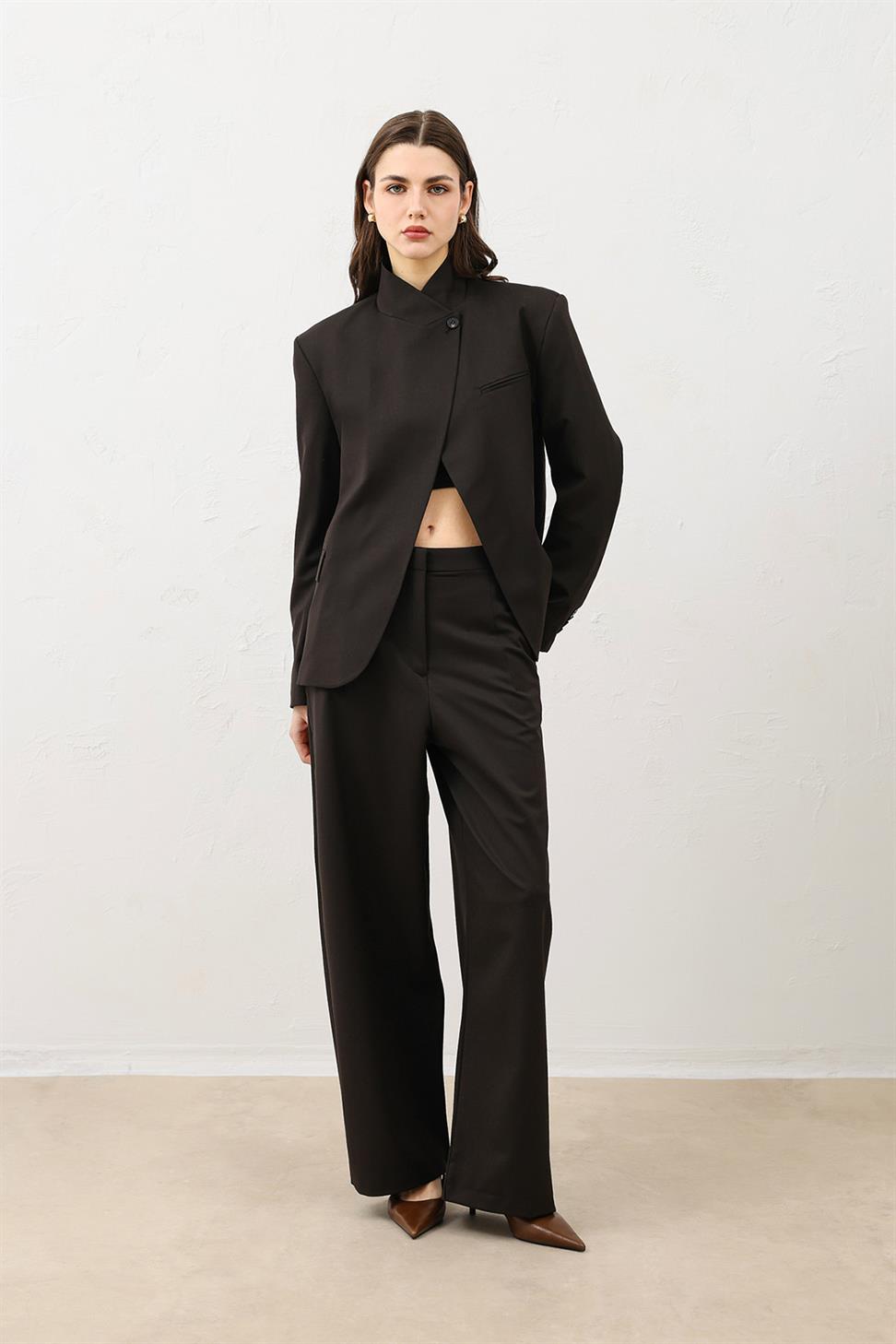 Womens Stand Collar Blazer Jacket
