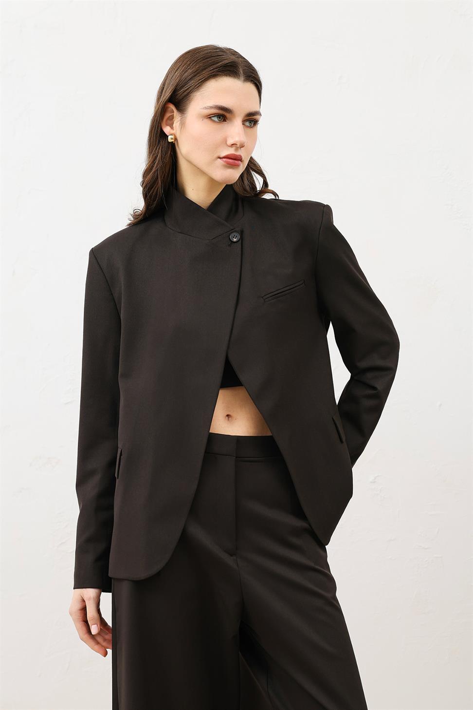 Womens Stand Collar Blazer Jacket