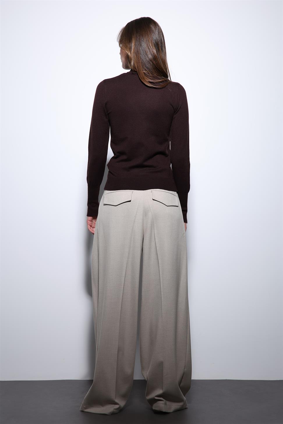 Antioch Kahve Dik Yaka Triko Kazak