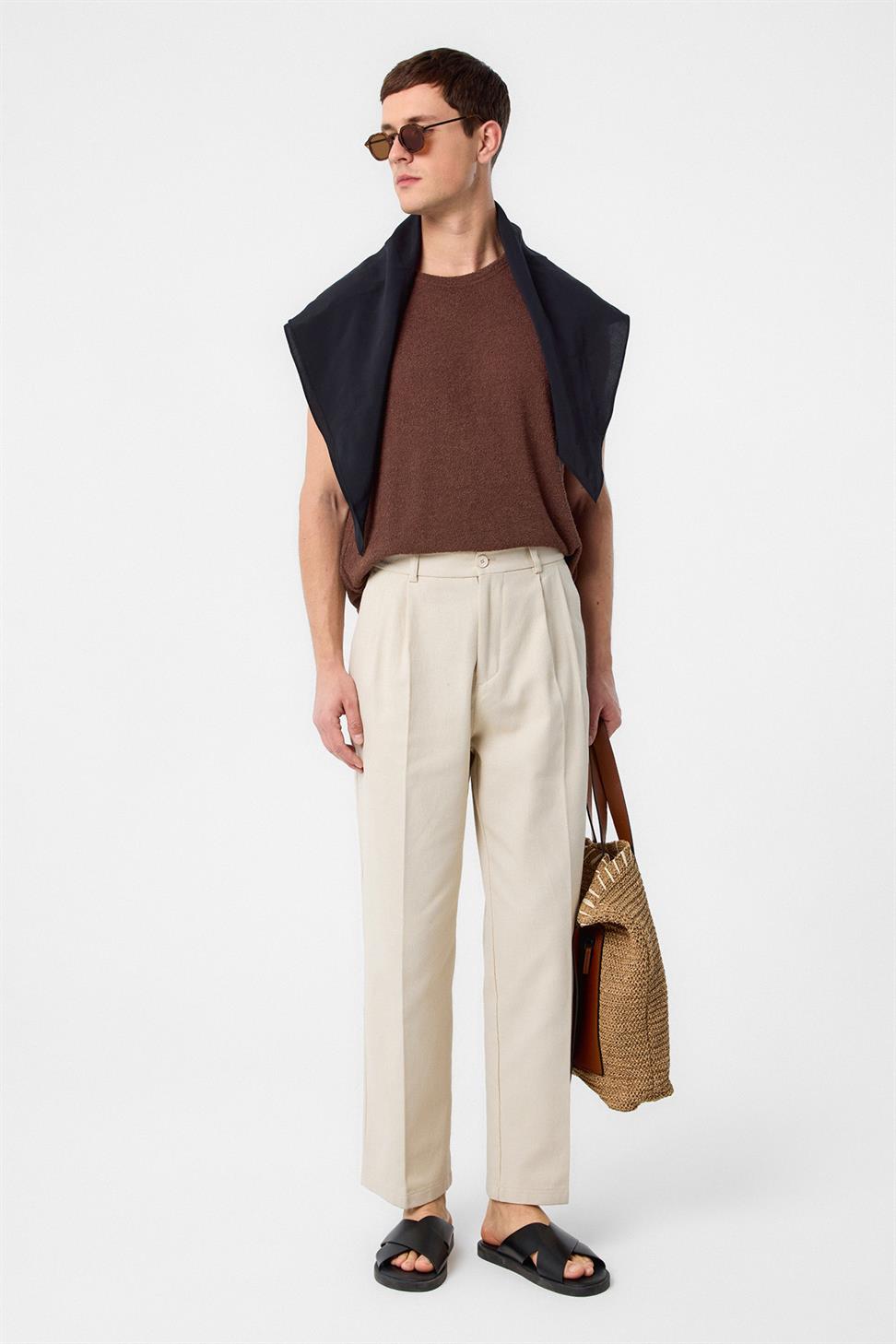 Antioch Kahve Dokulu Erkek Kolsuz T-Shirt