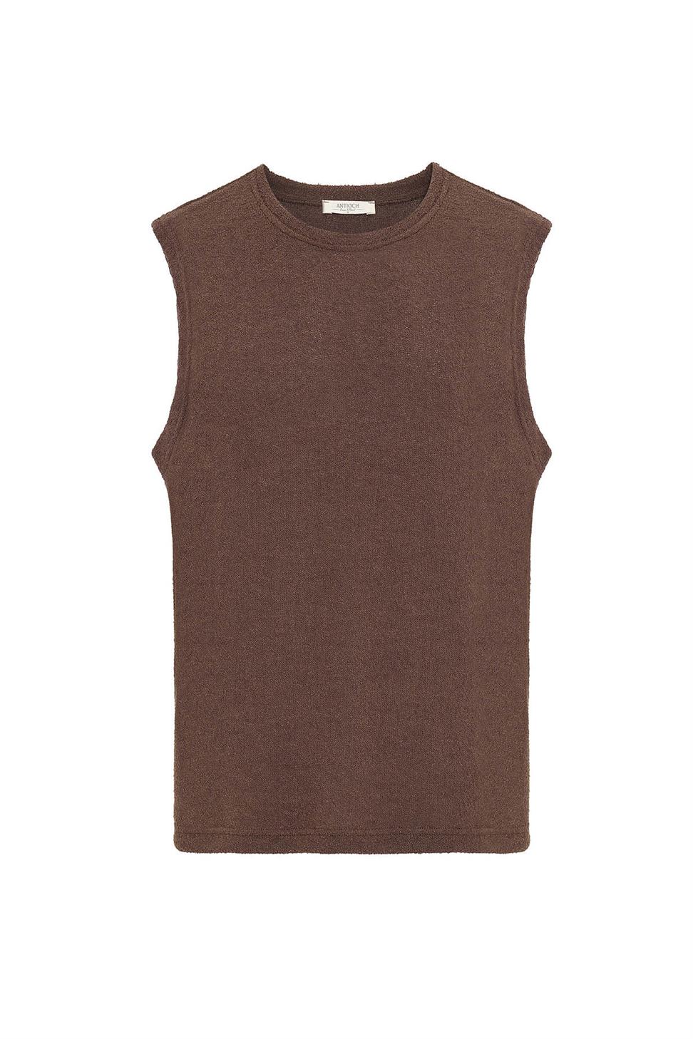 Antioch Kahve Dokulu Erkek Kolsuz T-Shirt