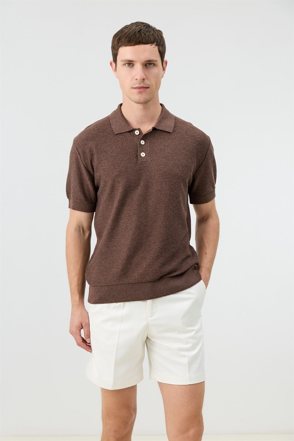 Antioch Kahve Dokulu Polo Yaka Triko Erkek T-Shirt