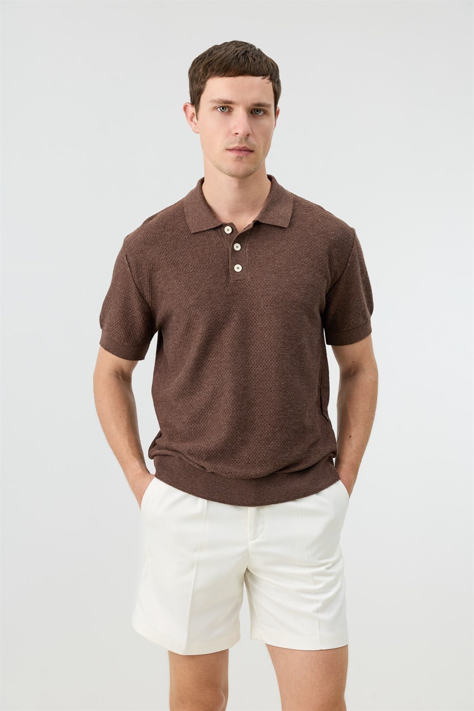 Antioch Kahve Dokulu Polo Yaka Triko Erkek T-Shirt