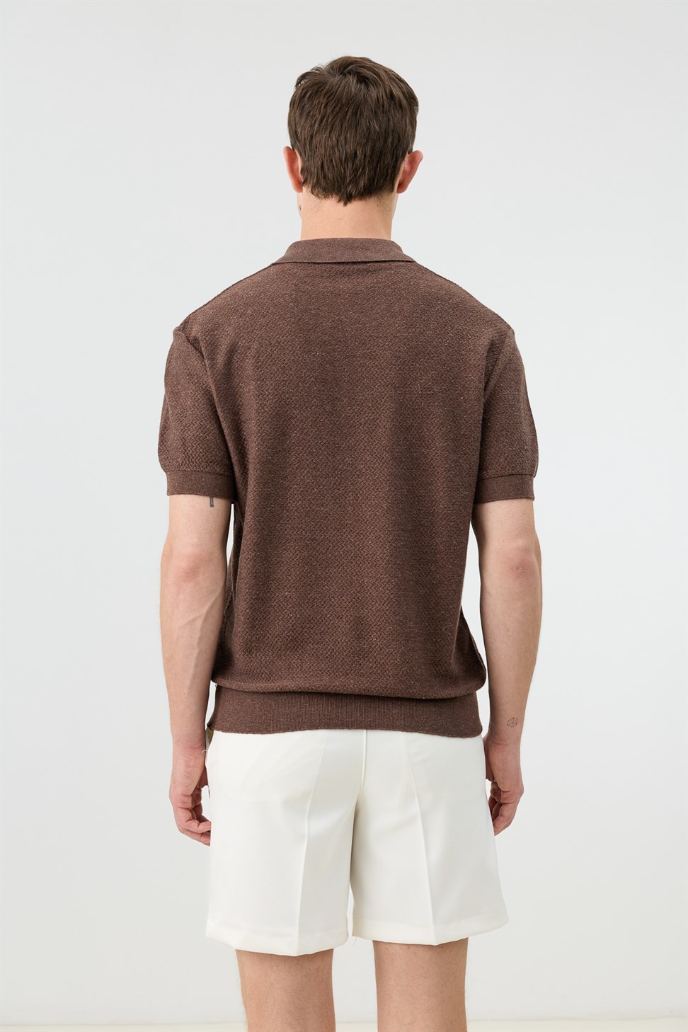 Antioch Kahve Dokulu Polo Yaka Triko Erkek T-Shirt