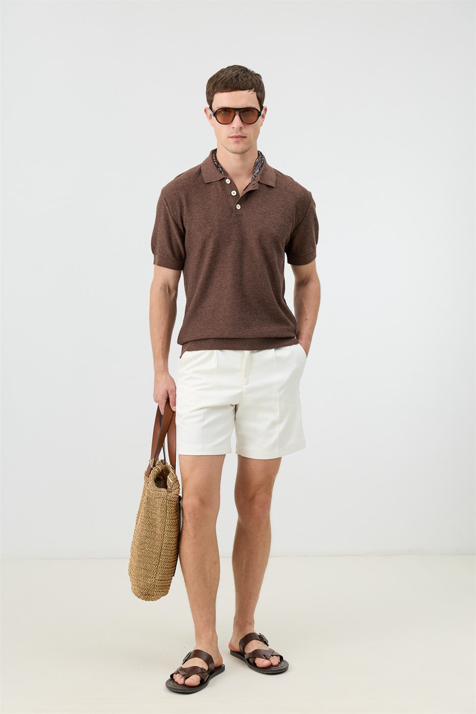 Antioch Kahve Dokulu Polo Yaka Triko Erkek T-Shirt