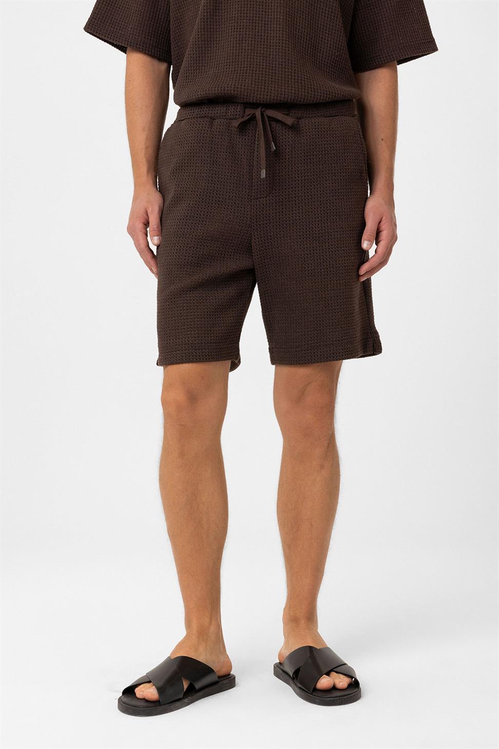 Antioch Kahve Dokulu Relaxed Erkek Şort
