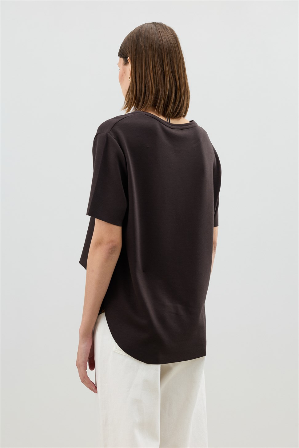 Antioch Kahve Dökümlü Kadın T-Shirt