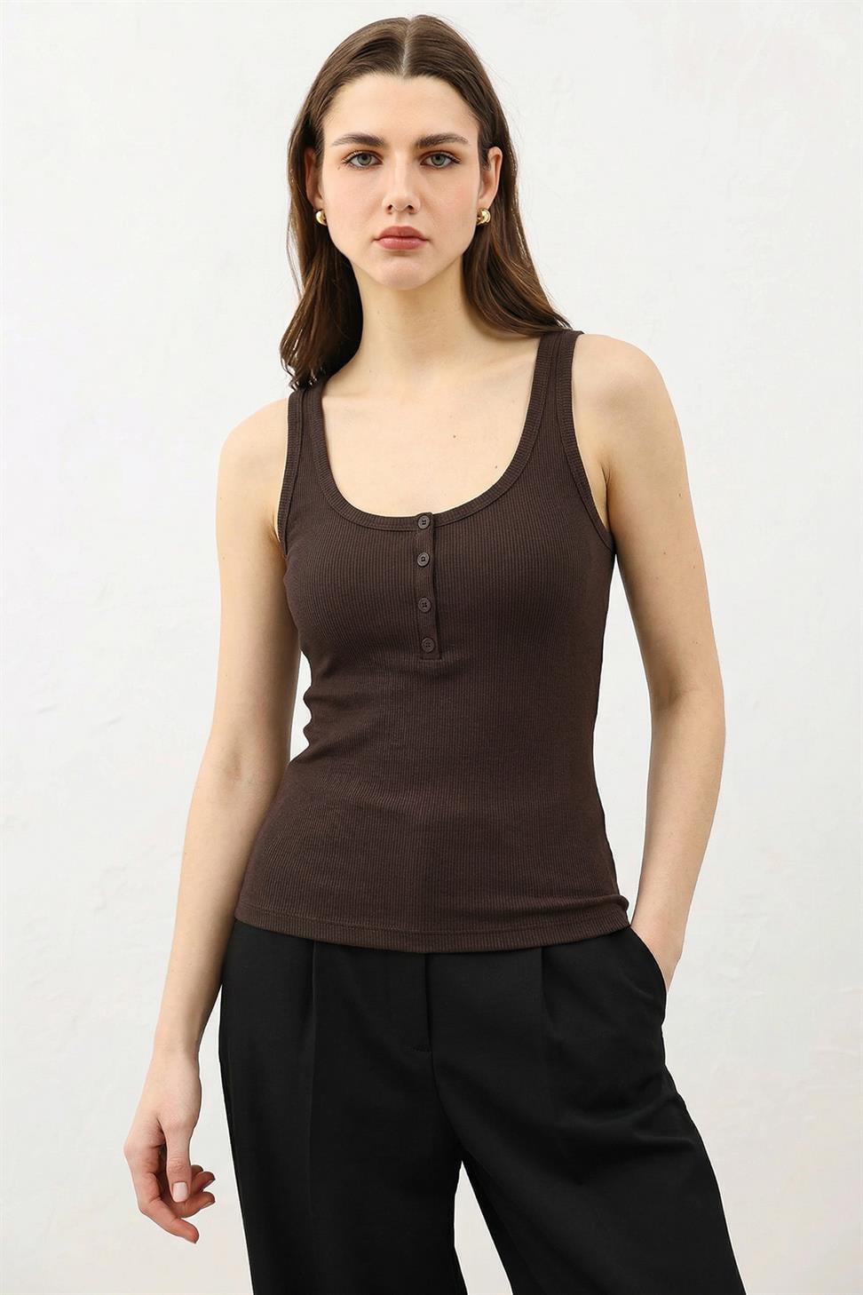Womens T-Shirt with Button Detail