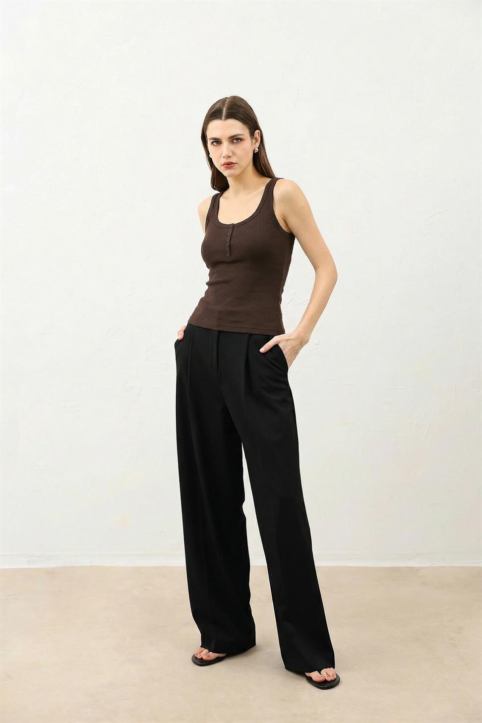 Womens T-Shirt with Button Detail