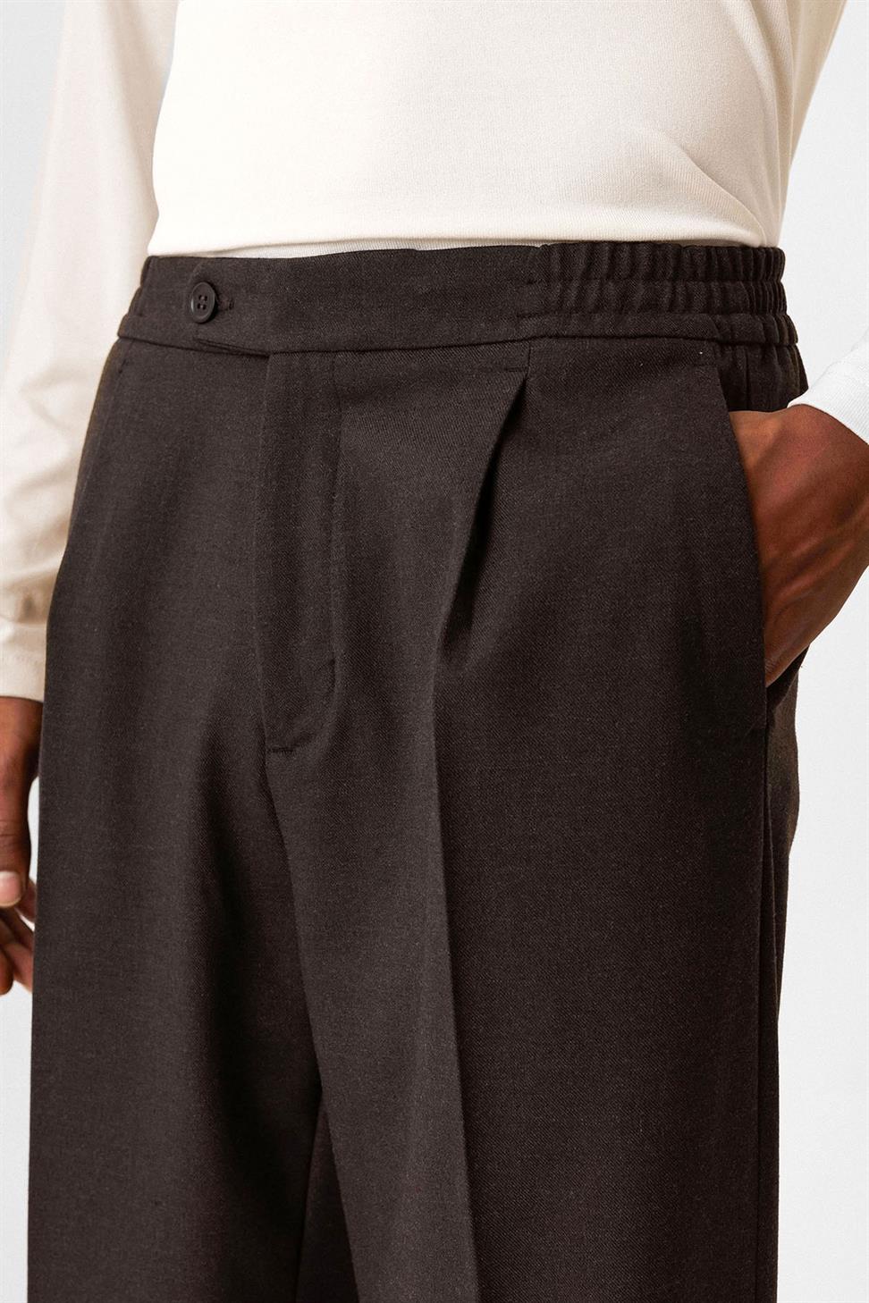 Antioch Kahve Elastik Belli Baggy Erkek Pantolon