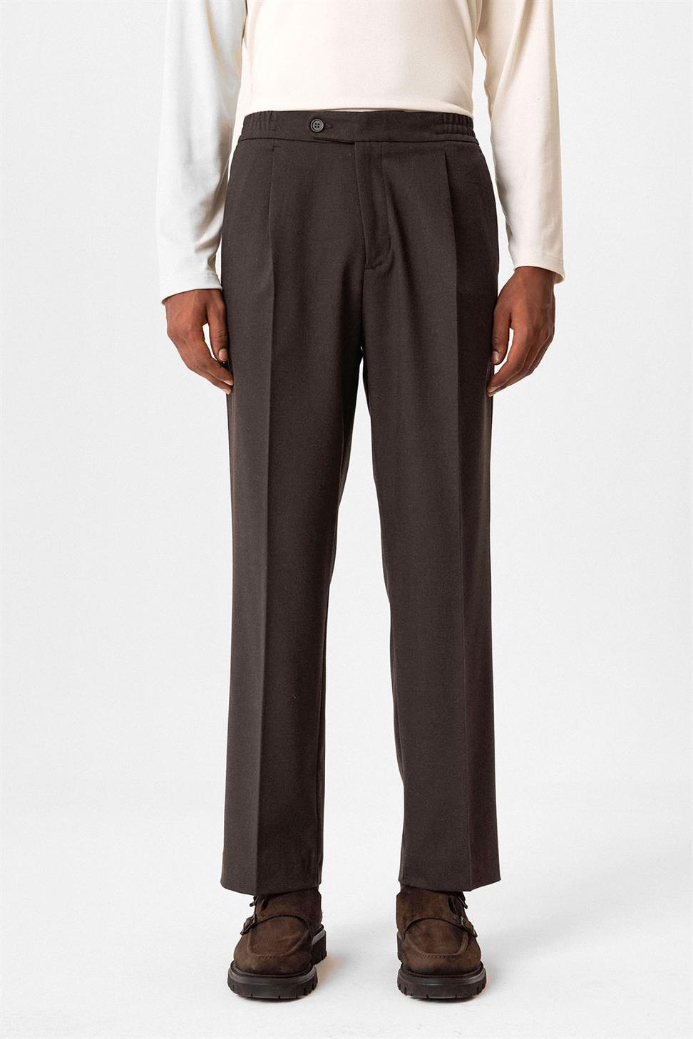 Antioch Kahve Elastik Belli Baggy Erkek Pantolon