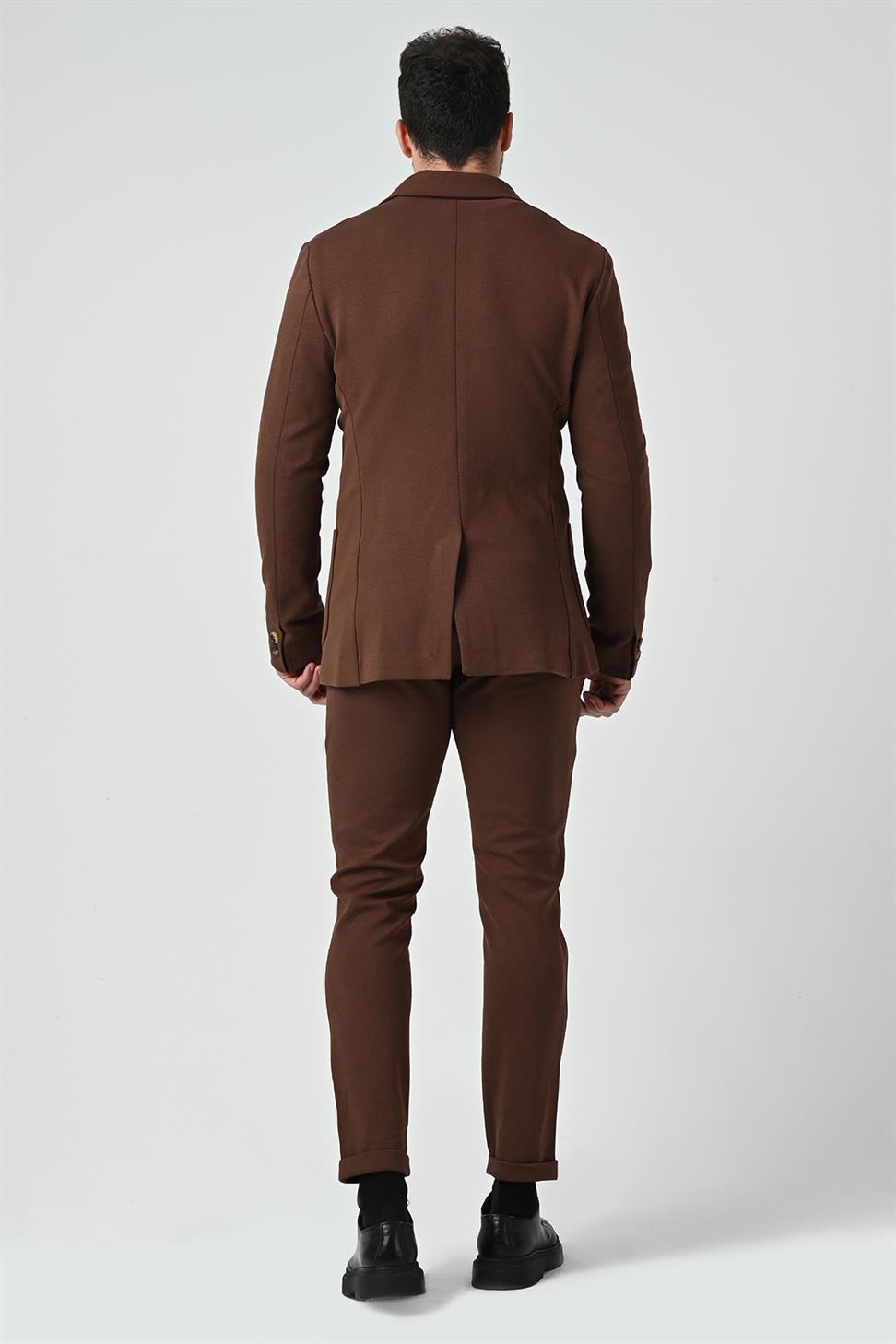 Antioch Kahve Erkek Astarsız Ceket Pantolon Takım