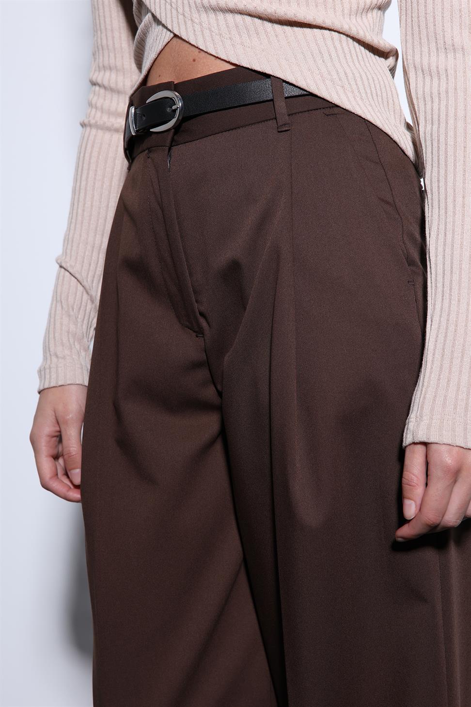 Antioch Kahve Geniş Paça Kadın Pantolon