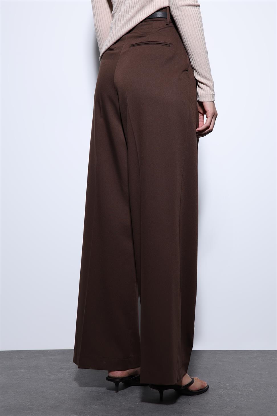 Antioch Kahve Geniş Paça Kadın Pantolon