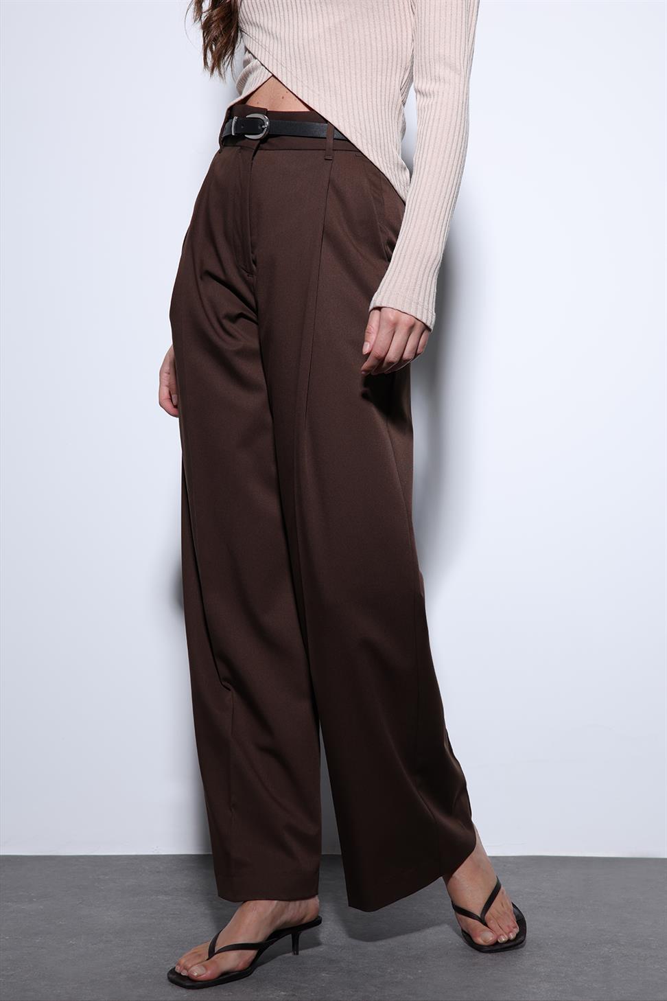 Antioch Kahve Geniş Paça Kadın Pantolon