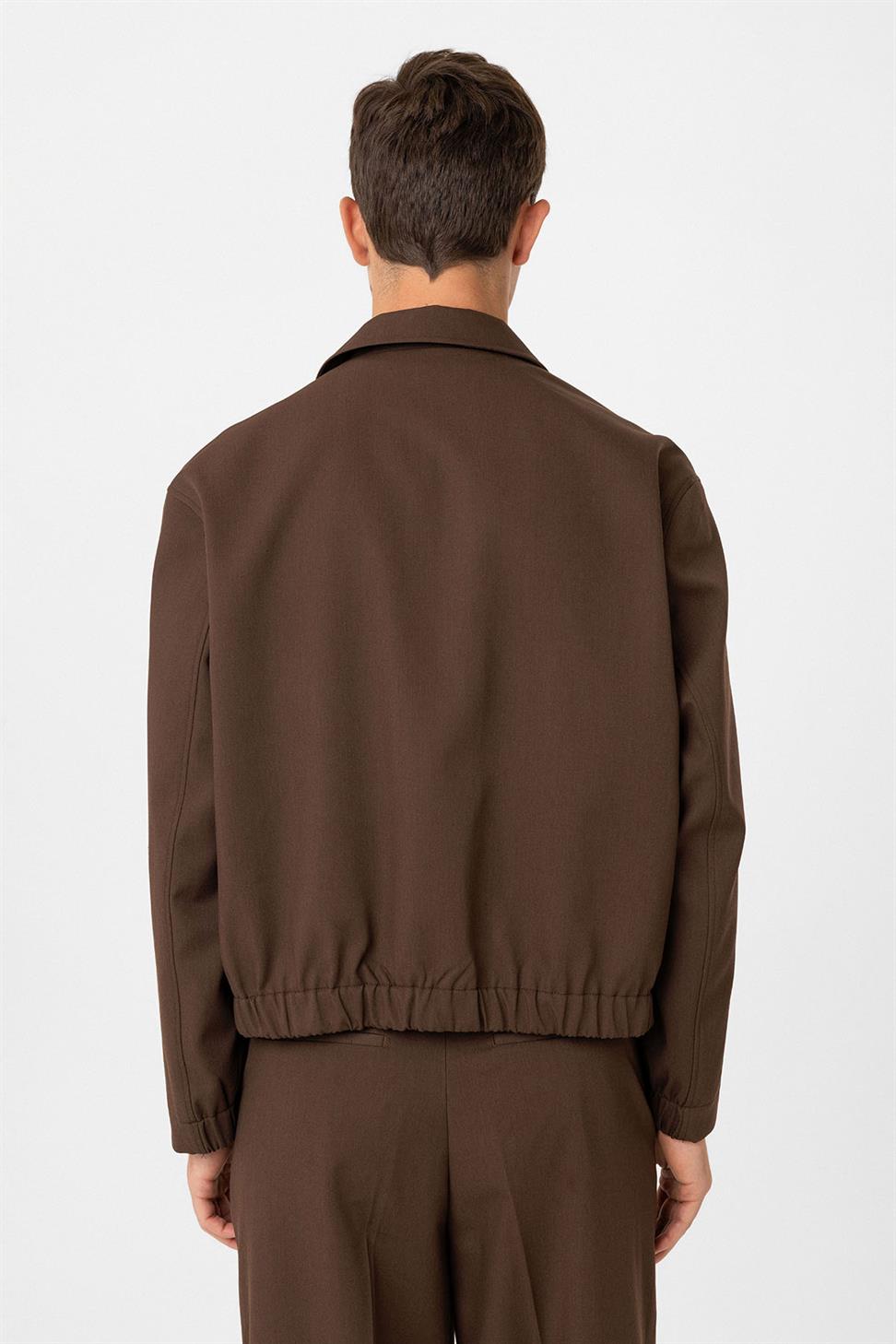 Antioch Kahve Gizli Düğme Mevsimlik Relax Fit Erkek Mont