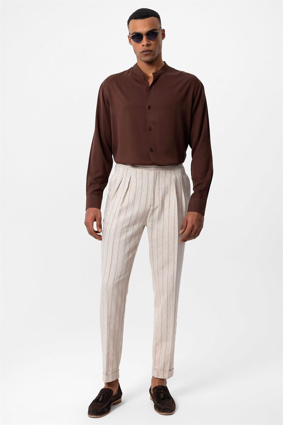 قميص رجالي بياقة القاضي بياقة عادية