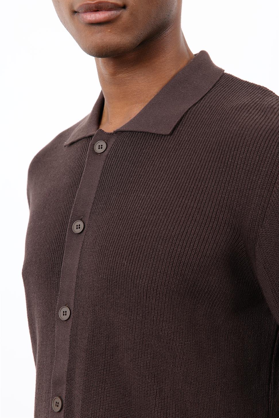 Antioch Kahve İnce Örgü Triko Erkek Hırka