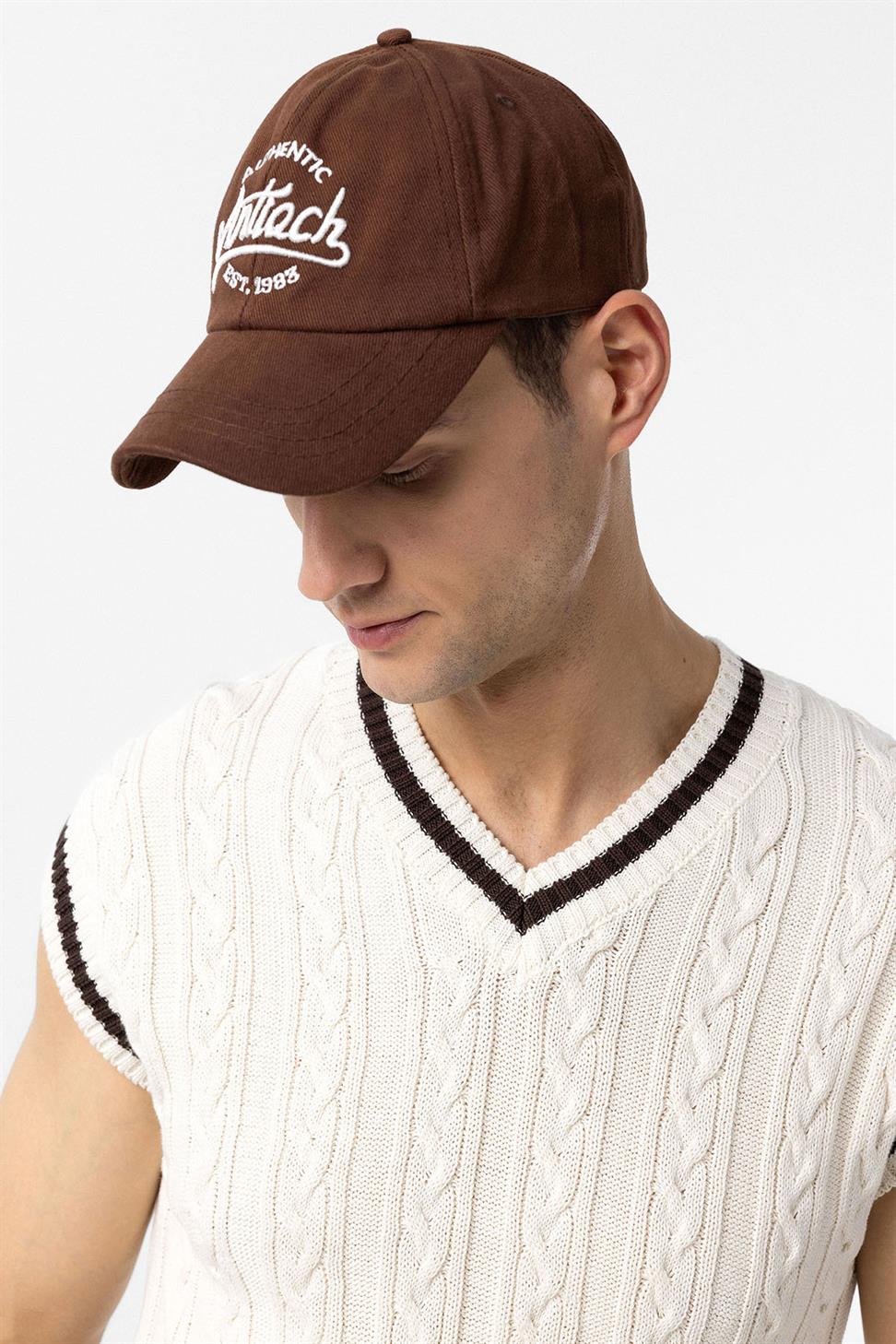 Antioch Kahve İşlemeli Erkek Şapka