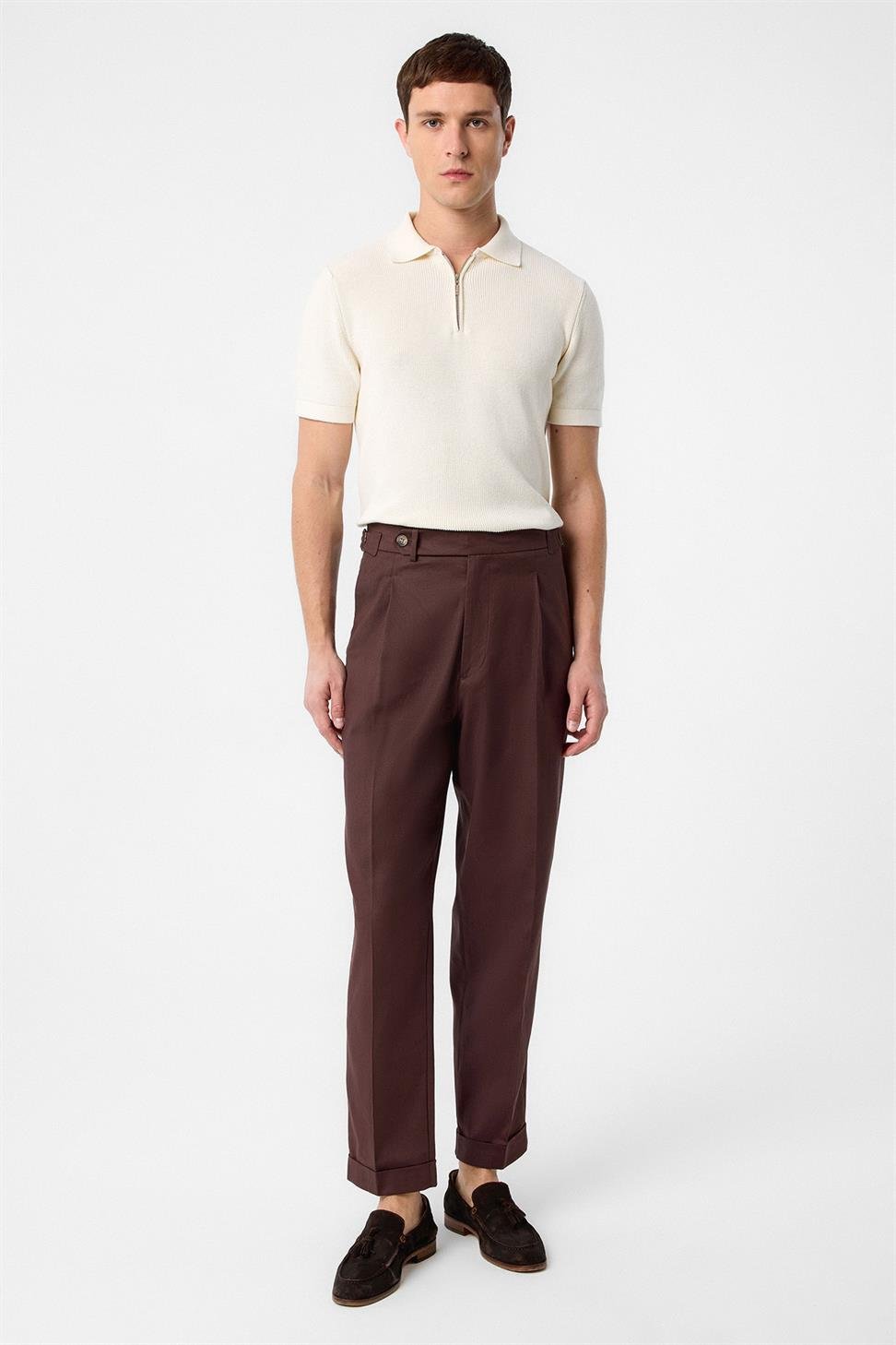 Antioch Kahve İtalyan Kesim Yüksek Bel Erkek Pantolon