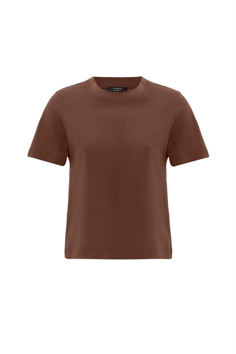 Antioch Kahve Kadın Bisiklet Yaka Basic T-Shirt