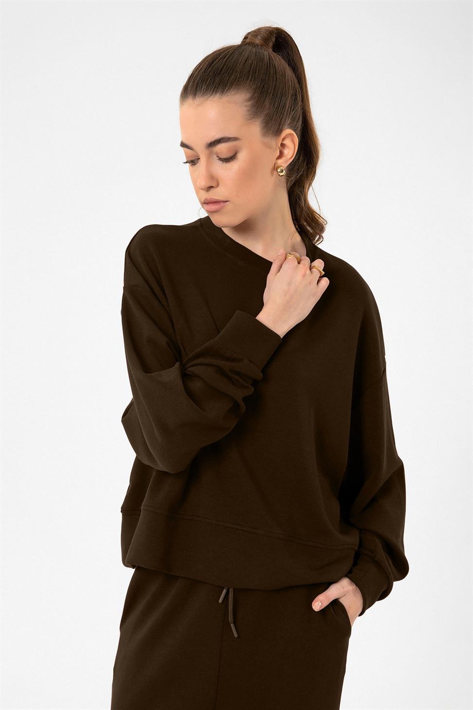 Antioch Kahve Kadın İspanyol Paça Eşofman Takım