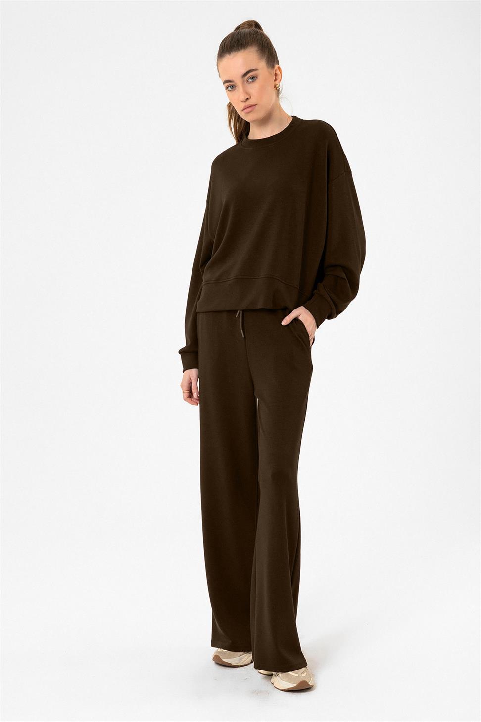 Antioch Kahve Kadın İspanyol Paça Eşofman Takım