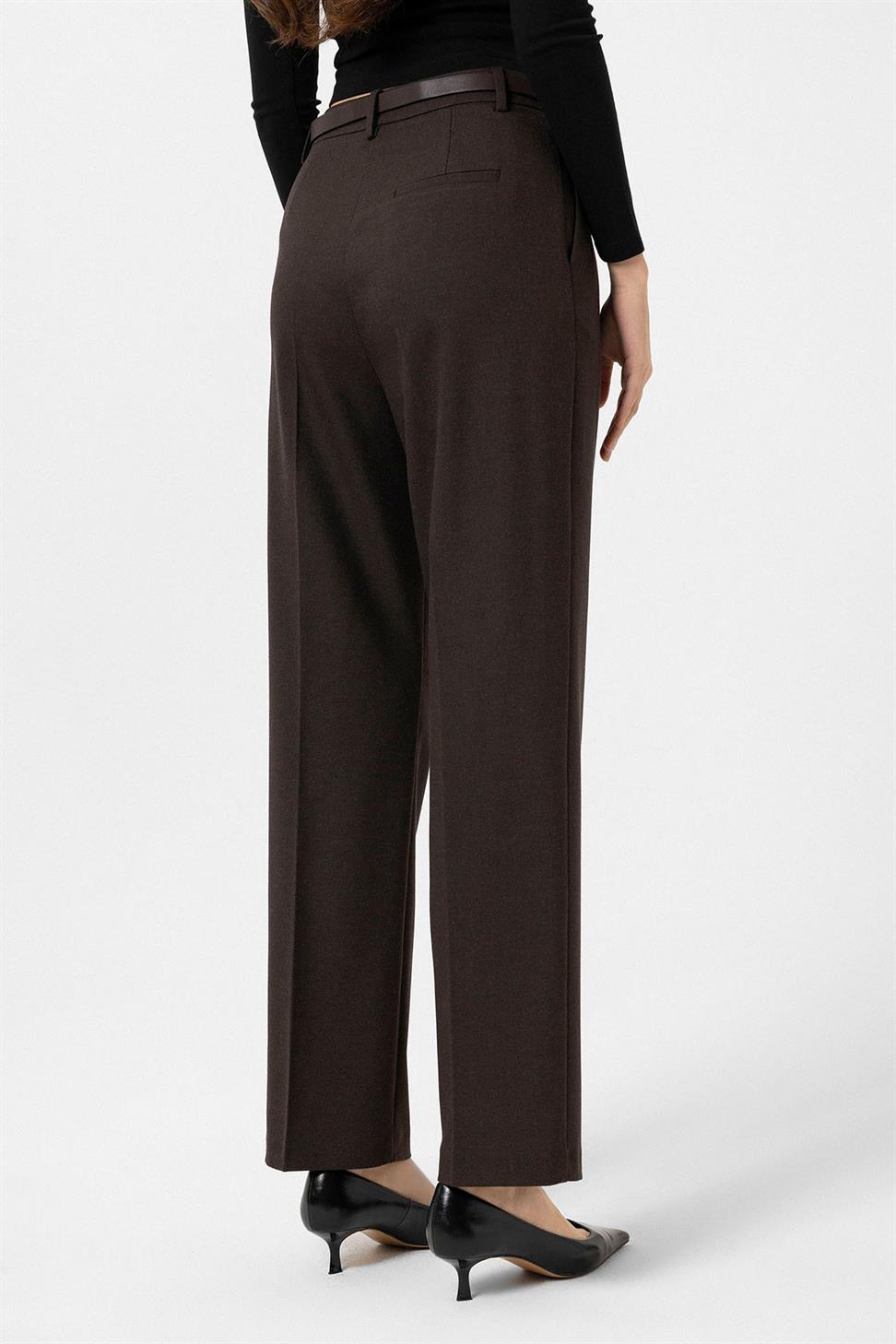 Antioch Kahve Kadın Yüksek Bel Pileli Pantolon