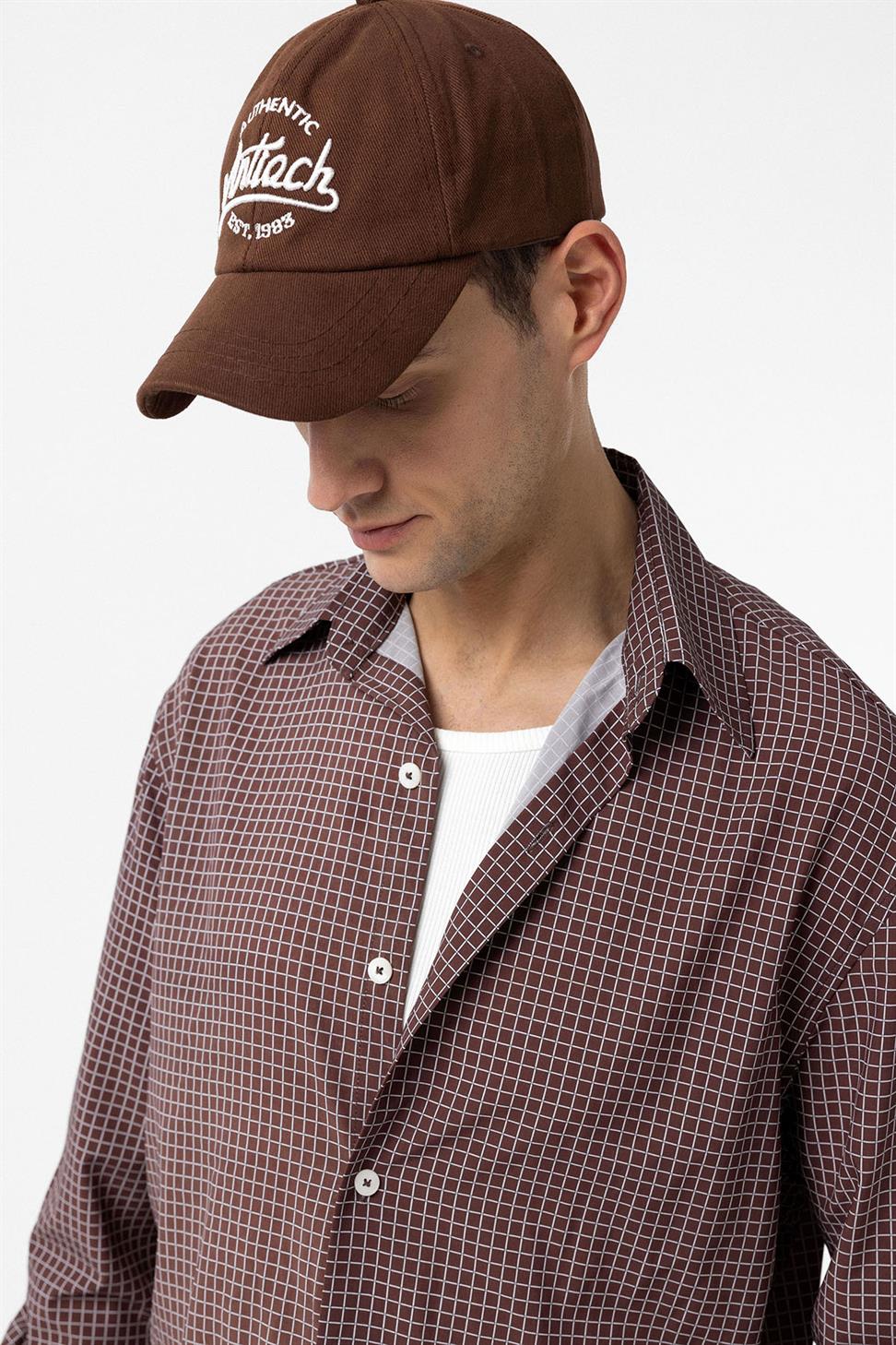 Antioch Kahve Kareli Erkek Rahat Kalıp Erkek Gömlek