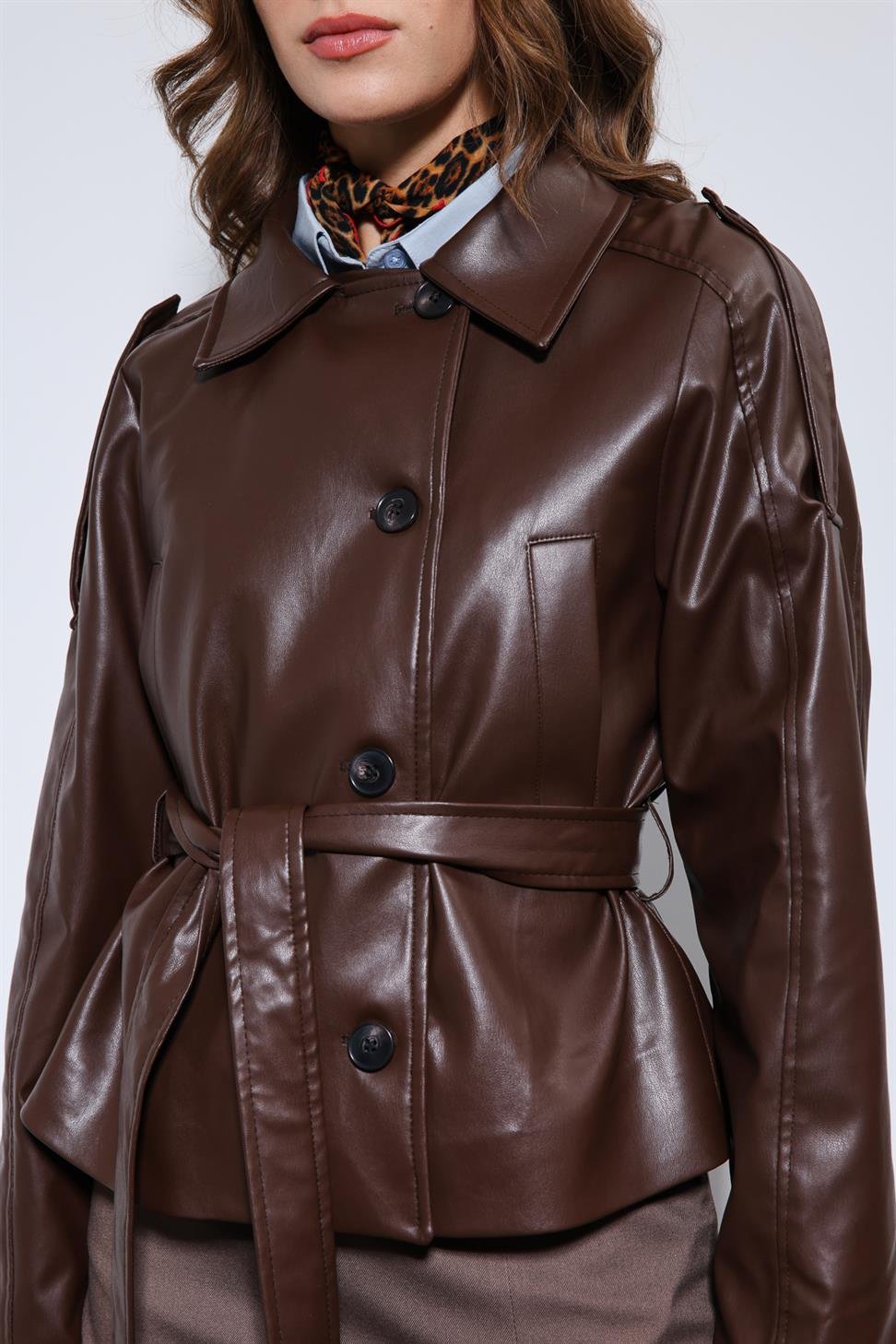 Antioch Kahve Kemerli Suni Deri Mont